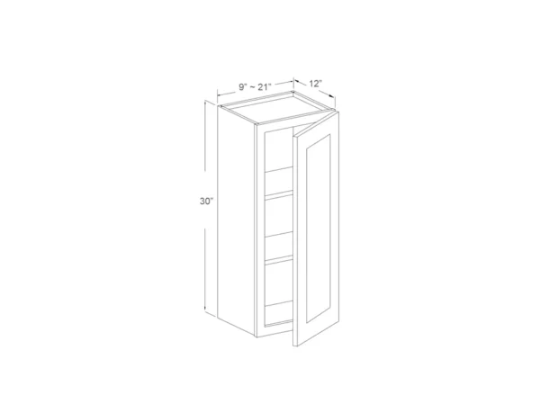 Wall Cabinet – 30″ High – Single Door – 21in