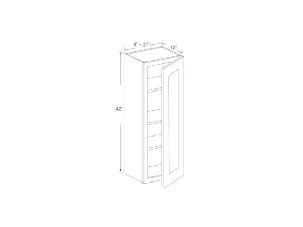 Wall Cabinet – 42″ High – Single Door – 12in