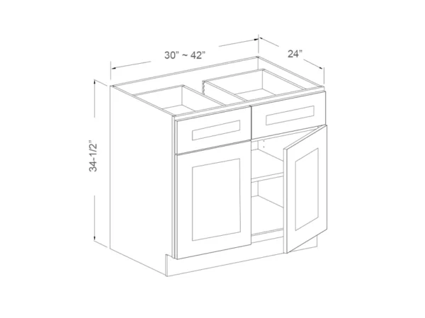Base Cabinet – 2 Doors, 2 Drawers – 42in Wide