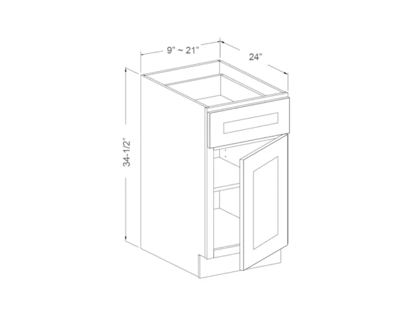 Base Cabinet – 1 Door, 1 Drawer – 12in