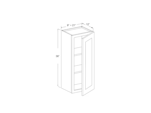 Wall Cabinet – 36″ High – Single Door – 12in