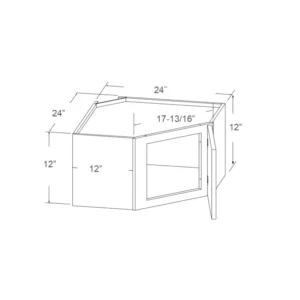 Wall diagonal corner glass insert ready cabinet 24”W x 12”H