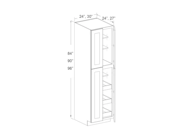 24″ WIDTH X 90″ HEIGHT X 27″ DEPTH Pantry Cabinet With Roll-Out Trays