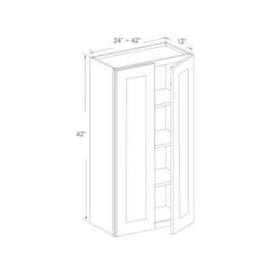 Wall Cabinet – 42″ High – Double Door – 24in