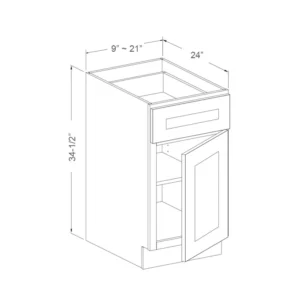 Base Cabinet – 1 Door, 1 Drawer – 12in