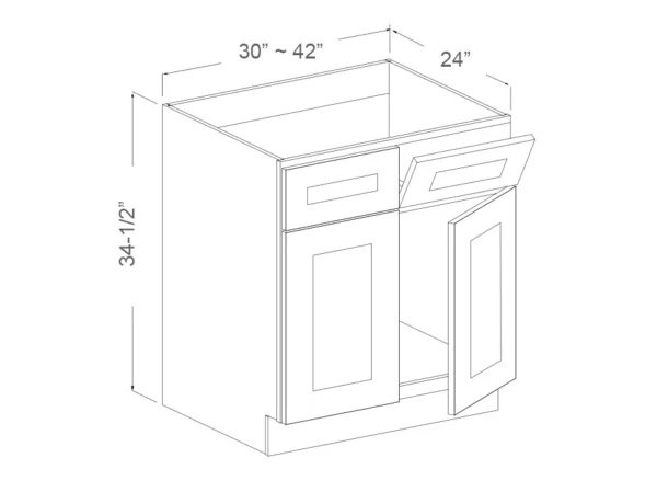 42”W sink base w/ tip-outs