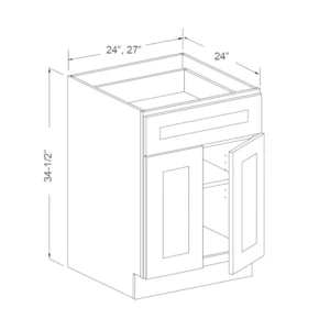Base Cabinet – 2 Doors, 1 Drawer – 24in Wide