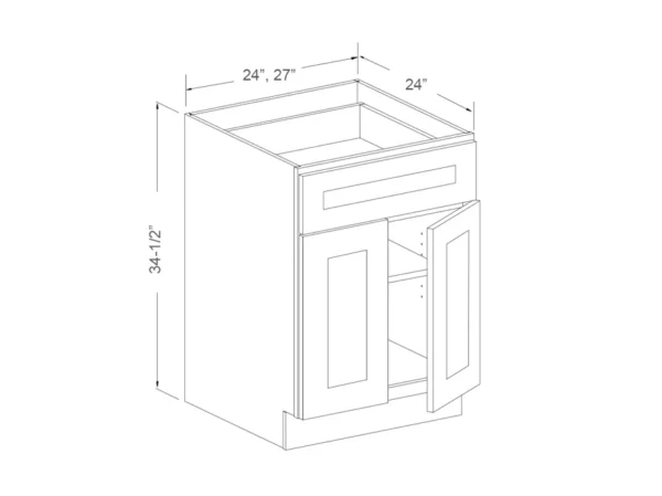 Base Cabinet – 2 Doors, 1 Drawer – 27in Wide
